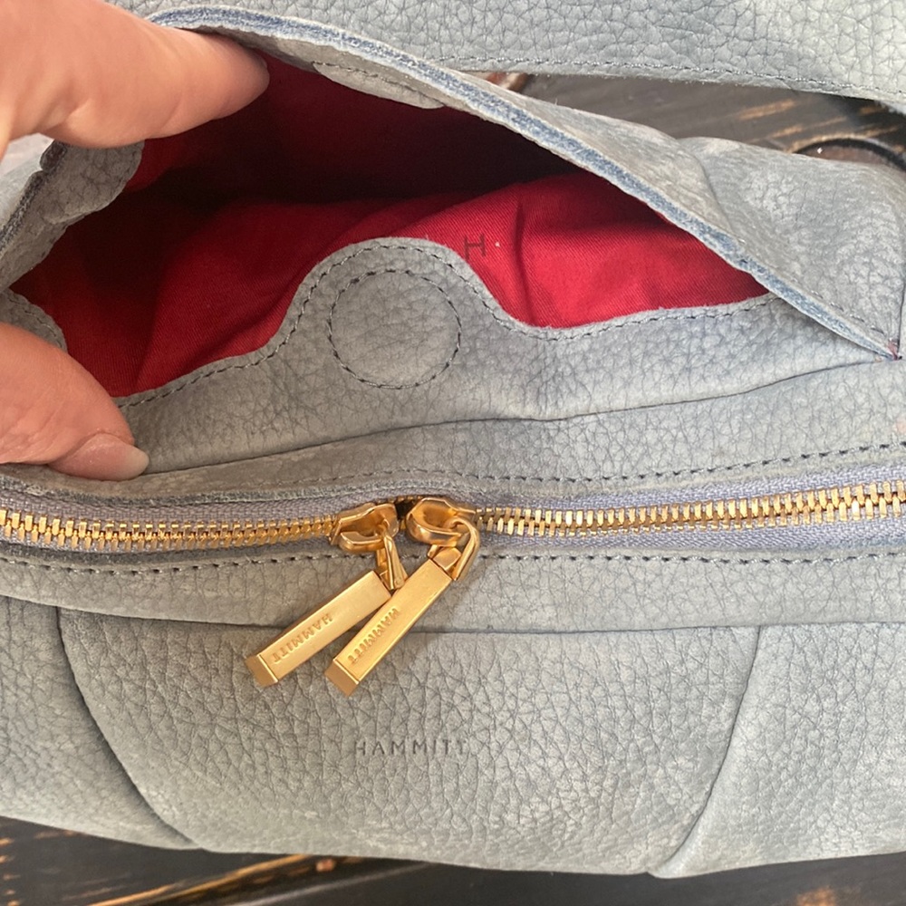Hammitt Light Blue Suede Crossbody Bag - Picture 13 of 16